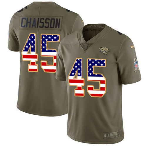 Men Nike Jacksonville Jaguars #45 KLavon Chaisson Olive USA Flag  Stitched NFL Limited 2017 Salute To Service Jersey->jacksonville jaguars->NFL Jersey
